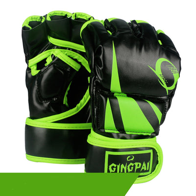 Black and green boxing gloves with visible brand logo