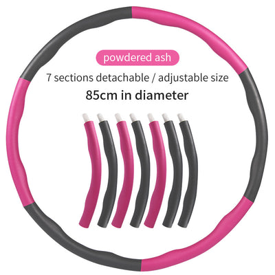 Pink and black detachable hula hoop with specifications 