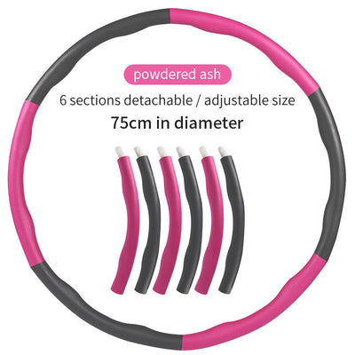 Pink and gray detachable hula hoop with specifications