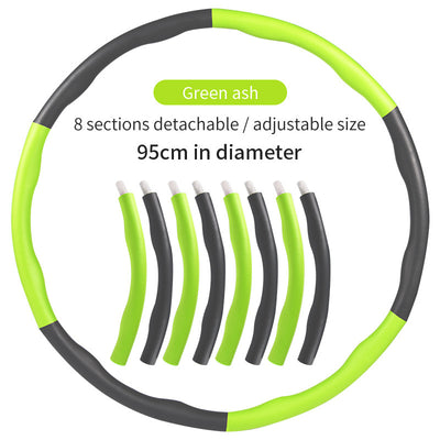 Green and black detachable hose with text 
