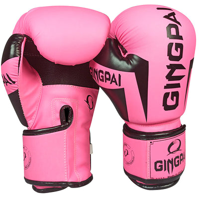 Pink boxing gloves with black accents and 'Gingpai' branding