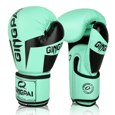 Pair of turquoise boxing gloves with black accents